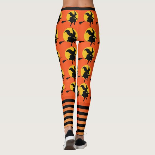 Halloween Heks Leggings Vrouwen Sinaasappel Yogabr (Achterkant)