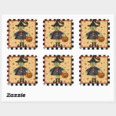 Halloween Heks Leuke Inspirivity Leuk Kinder Vierkante Sticker (Vel)
