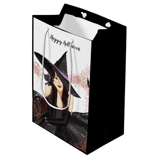 Halloween, heks medium cadeauzakje (Voorkant Gekanteld)