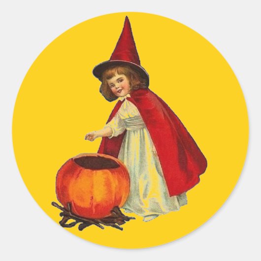  Halloween Heks Meisje Ronde Sticker (Voorkant)