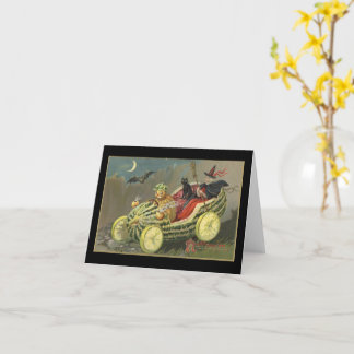 Halloween Heks Meloen Race Auto Vintage Kaart