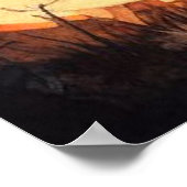 Halloween Heks met bezem en kat Poster (Hoek)