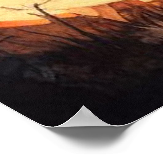 Halloween Heks met bezem en kat Poster (Hoek)