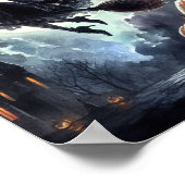 Halloween Heks met bezem en kat Poster (Hoek)