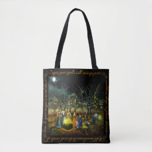 Halloween-heks met cauldron-canvas tas
