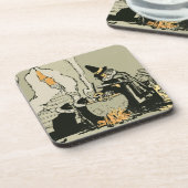  Halloween, heks met Cauldron en katten Drankjes Onderzetter (Linkerzijde)