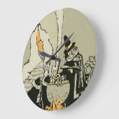 Halloween, heks met Cauldron en katten Grote Klok (Hoek)