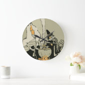 Halloween, heks met Cauldron en katten Grote Klok (Huis)