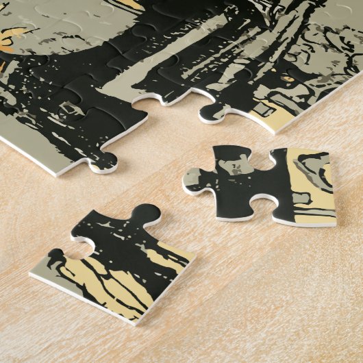 Halloween, heks met Cauldron en katten Legpuzzel (Zijkant)