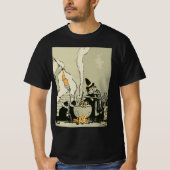  Halloween, heks met Cauldron en katten T-shirt (Voorkant)