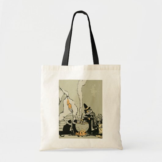 Halloween, heks met Cauldron en katten Tote Bag (Voorkant)