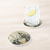 Halloween, heks met Cauldron en katten Zandsteen Onderzetter (Zijkant)