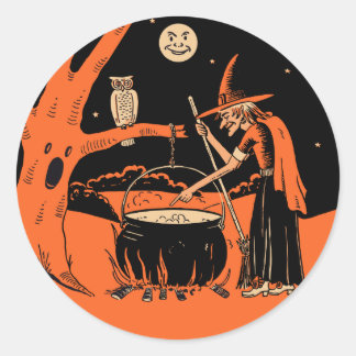 Halloween Heks met Cauldron Stickers