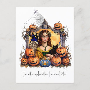Halloween Heks met citaat Briefkaart