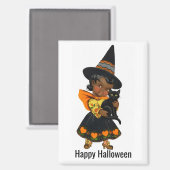 Halloween Heks Met Kat Magneet (Voorkant / Achterkant)