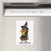 Halloween Heks Met Kat Magneet (Insitu (Vaatwasser))