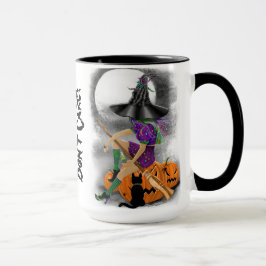 Halloween-heks met Mok voor zwarte kat