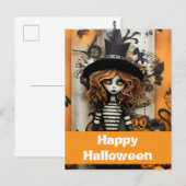 Halloween heks met pompoenen briefkaart (Voorkant / Achterkant)