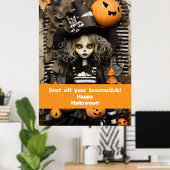 Halloween heks met pompoenen poster (Thuiskantoor)