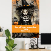 Halloween heks met pompoenen poster (Thuiskantoor)
