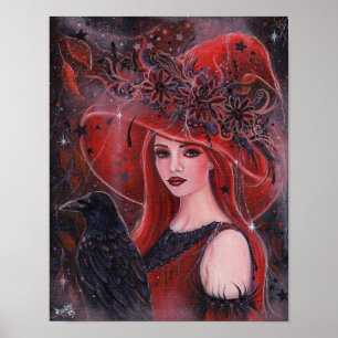 Halloween Heks met Raven kaart van Renee Lavoie Poster