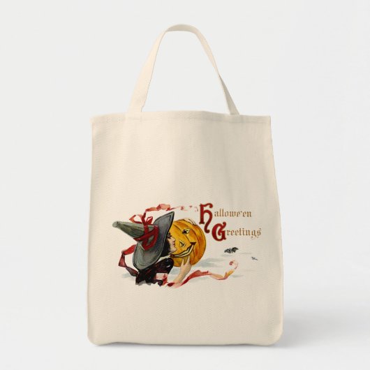  halloween-heks met rode konijnen tote bag (Voorkant)