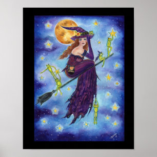 Halloween heks met schattige kikkers door Renee La Poster