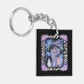 Halloween Heks met smoking kat Door Renee L Sleutelhanger (Voorkant Links)
