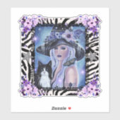 Halloween Heks met smoking kat Door Renee L Sticker (Vel)