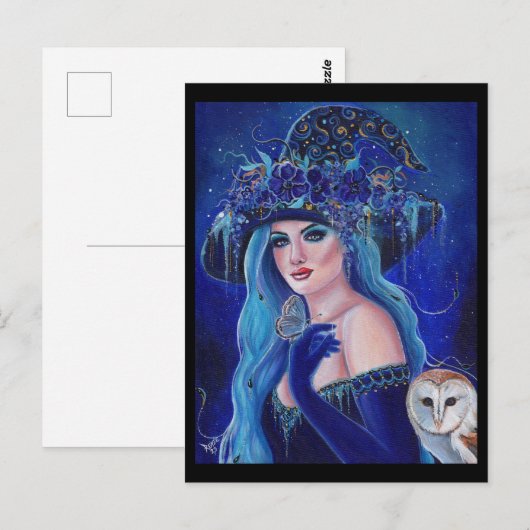 Halloween heks met vlinders door Renee Lavoie Briefkaart (Voorkant / Achterkant)