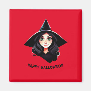 Halloween heks met zwart haar magneet