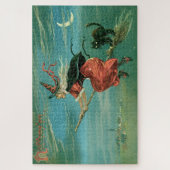  Halloween heks met zwarte kat Legpuzzel (Verticaal)