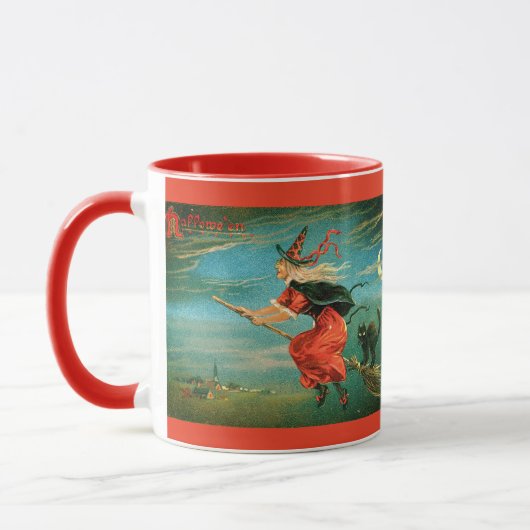 Halloween heks met zwarte kat Mok (Links)