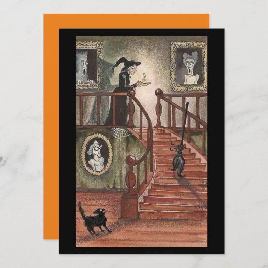 halloween-heks met zwarte katten (Voorkant / Achterkant)