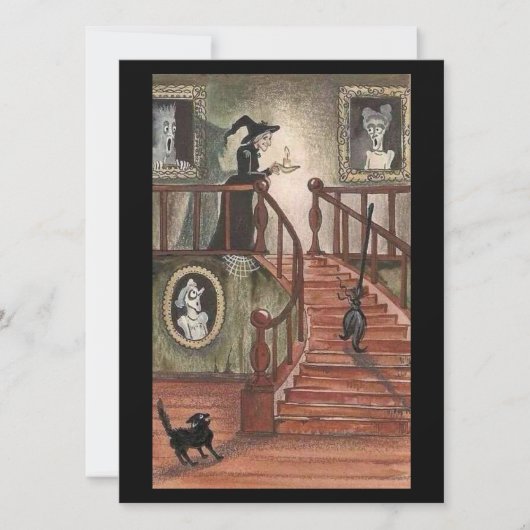  halloween-heks met zwarte katten (Voorkant)