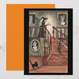 halloween-heks met zwarte katten