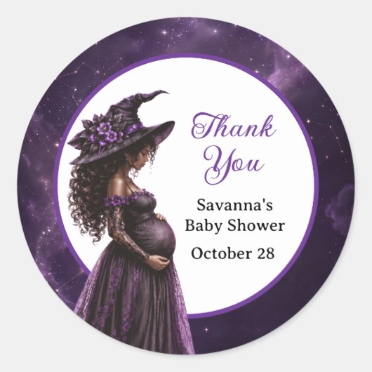 Halloween Heks Moeder Baby Shower Sticker Label (Voorkant)