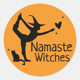 Halloween Heks Namaste Heksen Yoga Zwart Sinaasapp Ronde Sticker