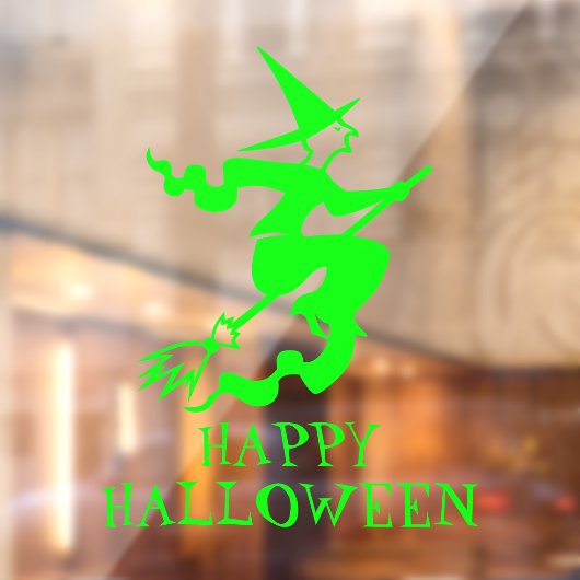 Halloween heks neon green custom text decor raamsticker (Vel 2)