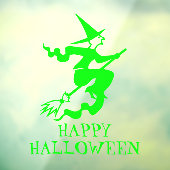 Halloween heks neon green custom text decor raamsticker (Vel 3)