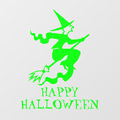 Halloween heks neon green custom text decor raamsticker (Vel)