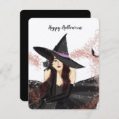 Halloween, heks notitiekaartje (Voorkant / Achterkant)