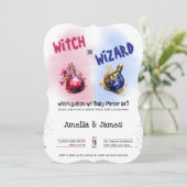 Halloween heks of tovenaar Geslacht onthullen Kaart (Staand voorkant)