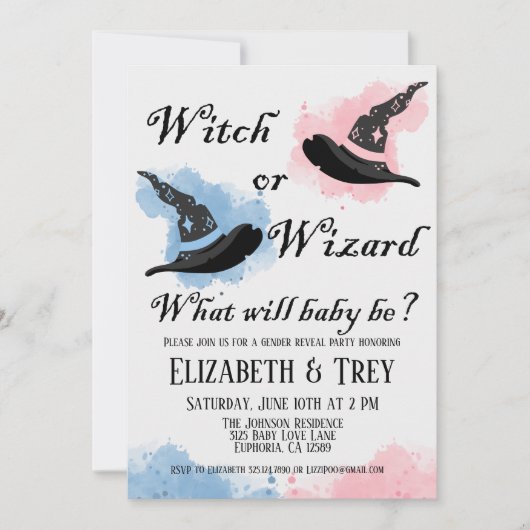 Halloween heks of tovenaar Geslacht onthullen Kaart (Voorkant)