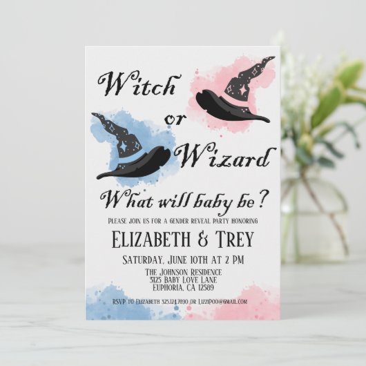 Halloween heks of tovenaar Geslacht onthullen Kaart (Staand voorkant)