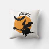 Halloween heks op bezemsteel met vleermuis, heks kussen (Achterkant)