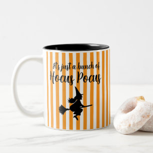 Halloween heks op bezemvliegende Hocus Pocus Tweekleurige Koffiemok