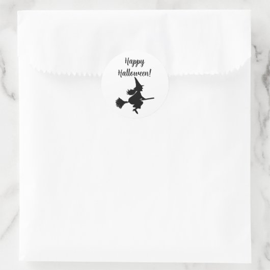 Halloween heks op Broom Flying Ronde Sticker (Tas)