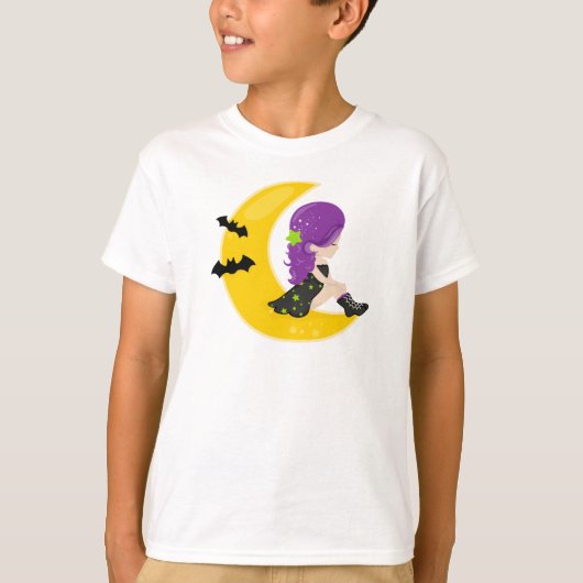 Halloween, heks op de maan, bat, Trick or treat T-shirt (Voorkant)