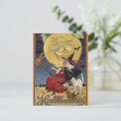  Halloween Heks op een bezem Feestdagenkaart (Staand voorkant)